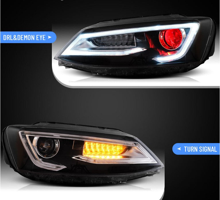 Vland 2Pcs LED Headlights For 2011-2014 Volkswagen VW Jetta MK6 Demon Eyes Lens