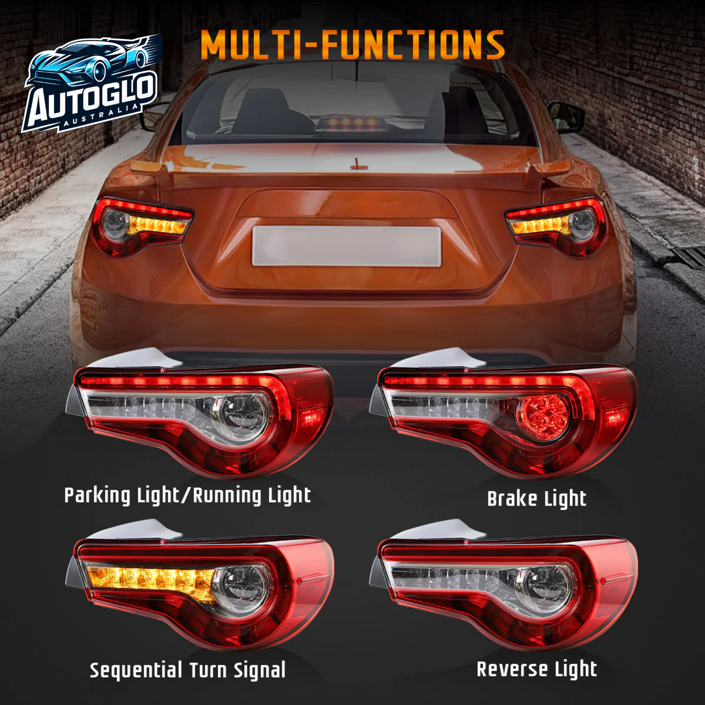 VLAND Full LED Tail Lights for Toyota 86 GT86 2012-2020 Subaru BRZ 2013-2020 w/ Sequential Turn Signals