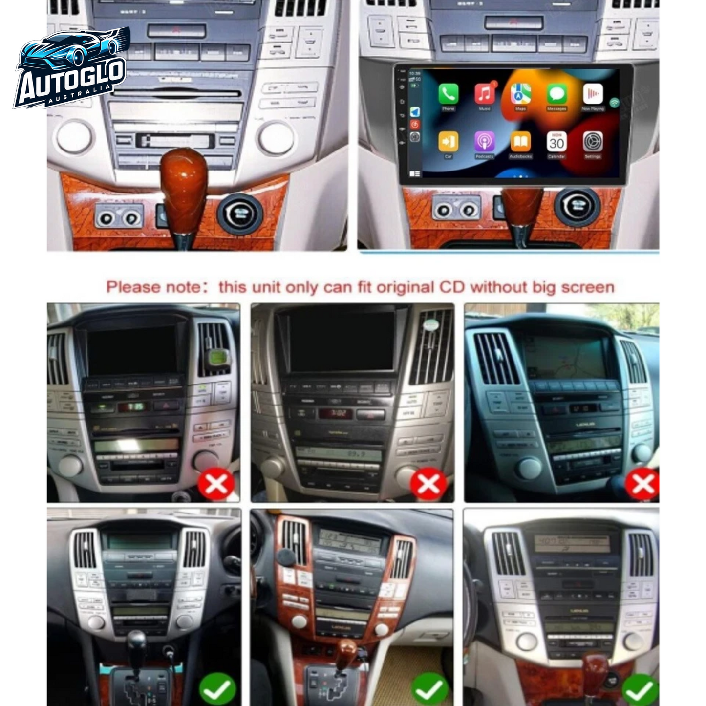 Autoglo Australia 9" Android 12 Stereo Carplay for Lexus RX300 RX330 RX350 (2003-10)