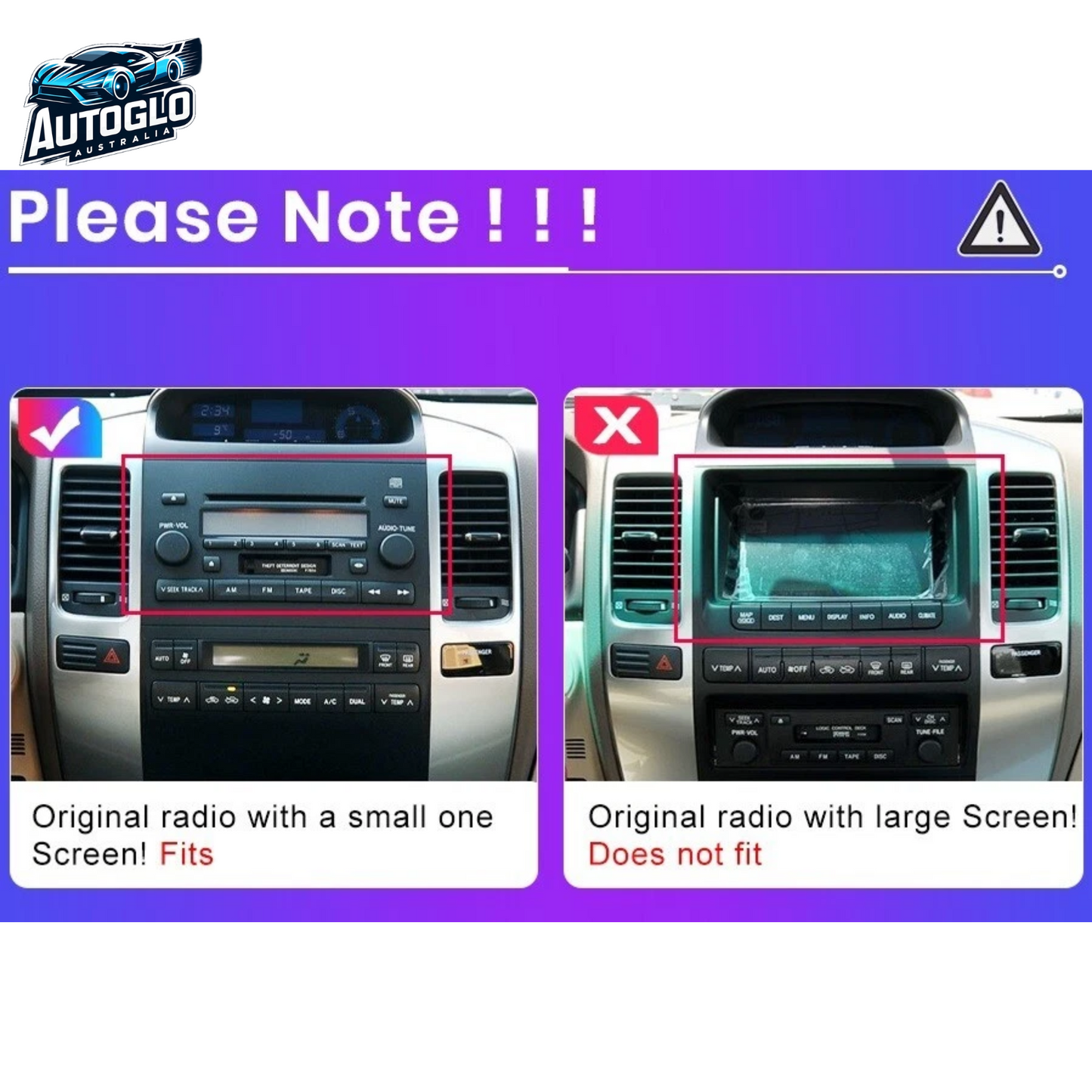 Autoglo Australia 9" (2G+32G) GPS BT WiFi 2DIN CARPLAY ANDROID For TOYOTA PRADO LC120 (2002-10)