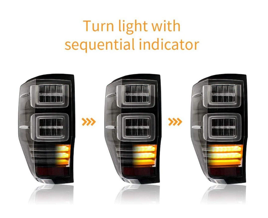 VLAND Clear Lens LED Tail Lights For 2012-2021 Ford Ranger Raptor w/Sequential