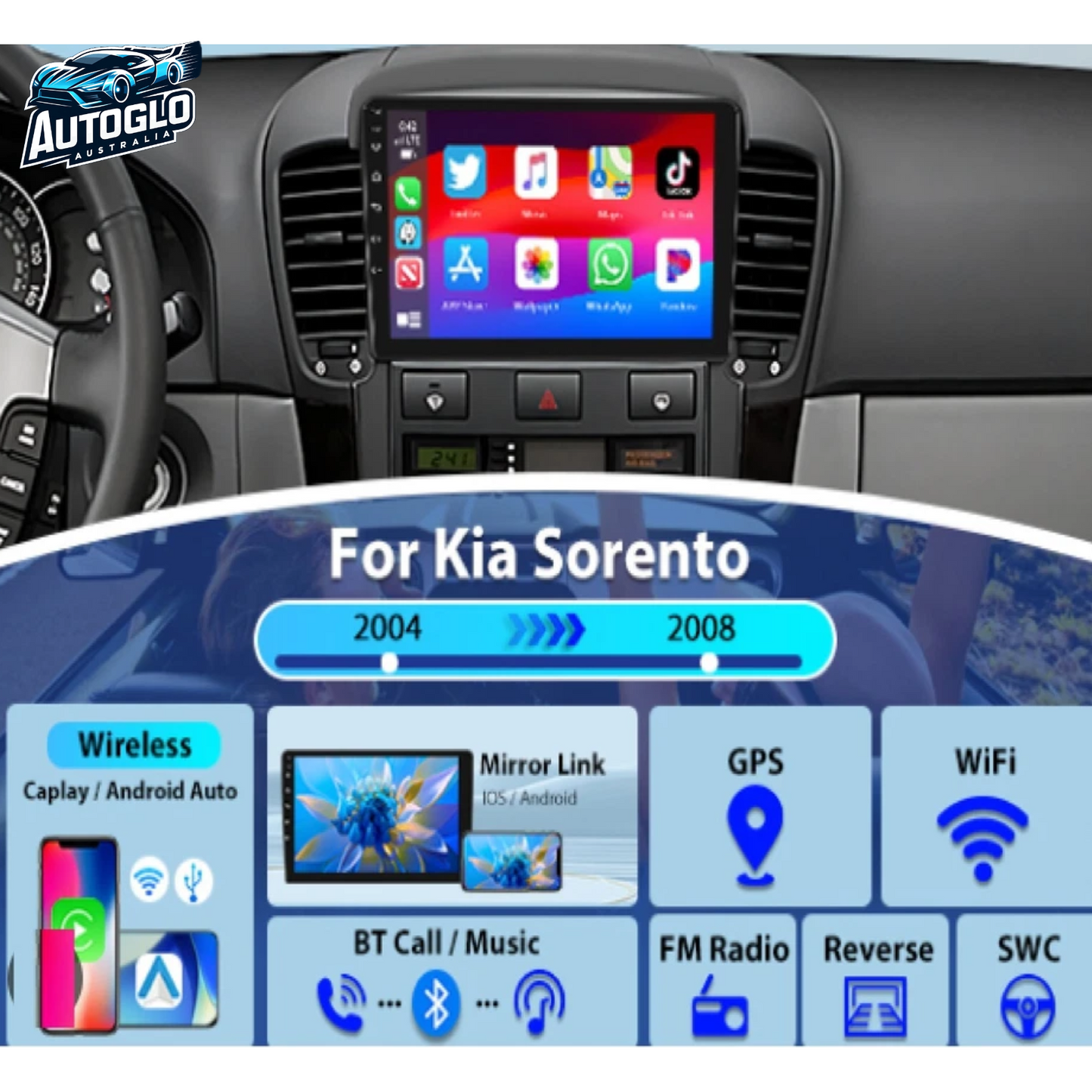 Autoglo Australia 9" (2GB+32G) Android Carplay BT GPS Stereo for KIA SORENTO (2004-08)