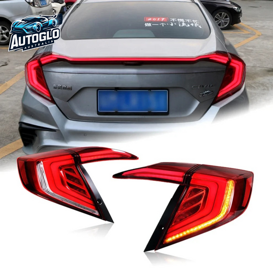 Autoglo Australia LED Tail Lights for Honda Civic 2016-2021 DRL Start Up Animation Rear Lamp Assembly