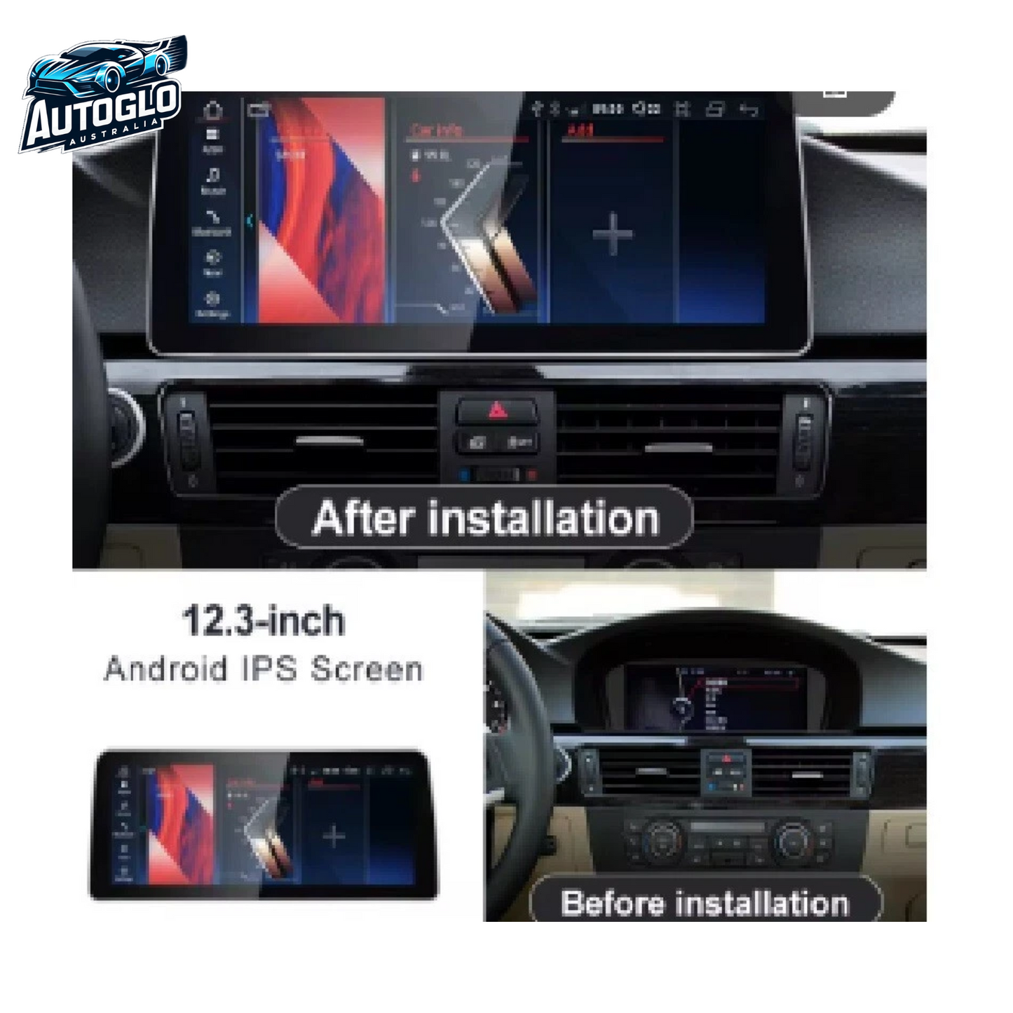Autoglo Australia BMW 3 Series E90/91 5 Series E61/61 12.3" XL FHD Carplay Android Stereo BT CIC