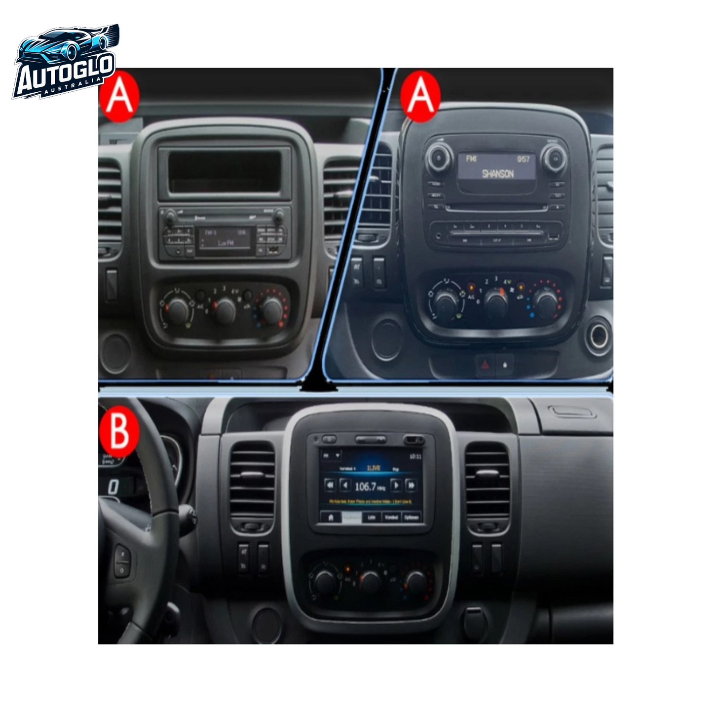 Autoglo Australia 9" (2GB+32G) Android Carplay BT GPS Stereo for RENAULT TRAFFIC (2015-19)