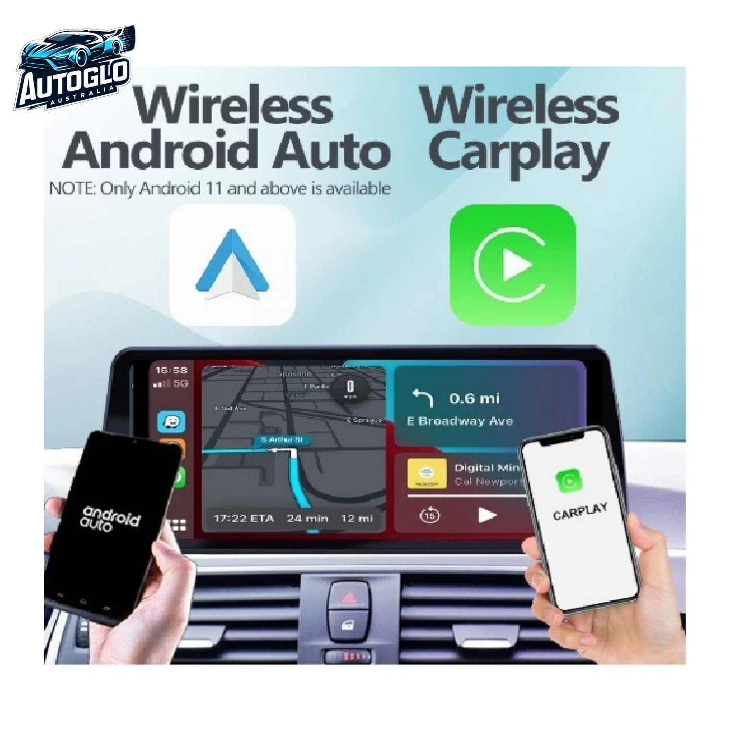 Autoglo Australia BMW E90 3 Series 12.3" XL FHD Carplay Android BT GPS 4G Auto Stereo +Idrive Free