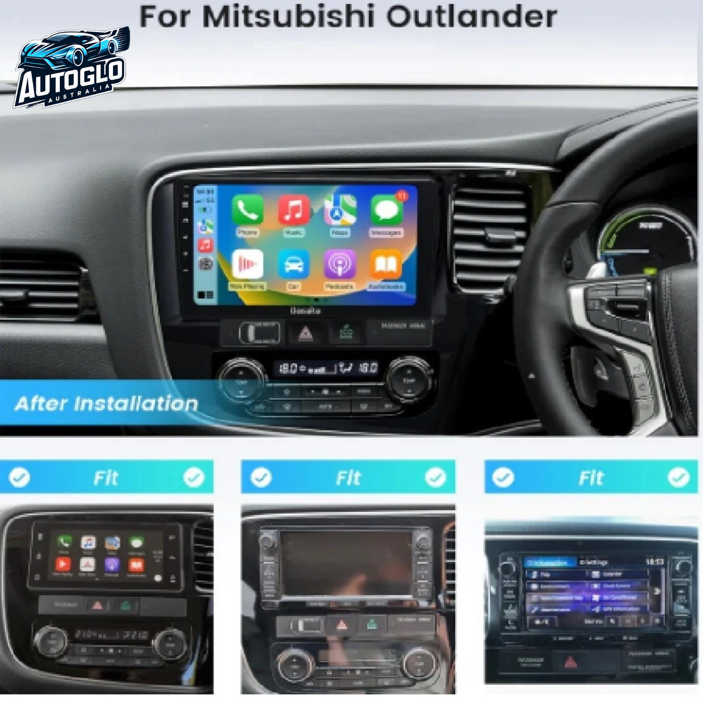 Autoglo Australia 9" (2+32G )Android 13 Carplay BT GPS Stereo for MITSUBISHI OUTLANDER-3(2012-18)