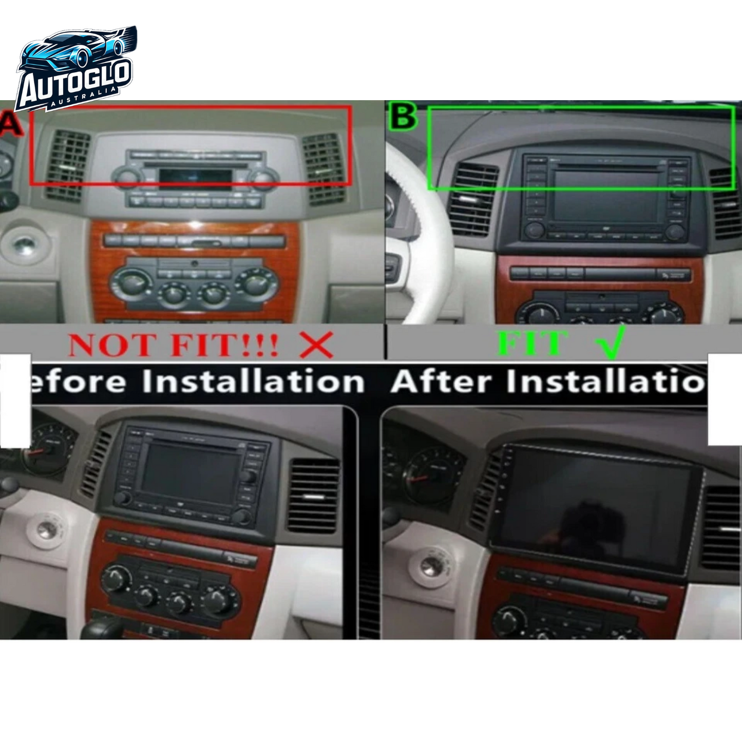 Autoglo Australia 10.1" Android Carplay GPS BT Stereo for JEEP GRAND CHEROKEE (2GB+32GB) 2004-07