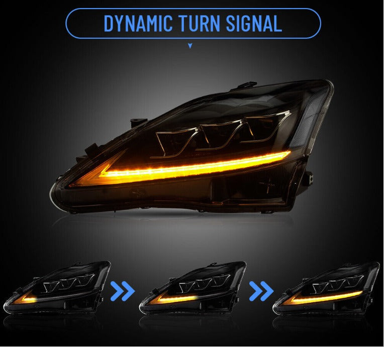 VLAND LED Headlights For 2006-2013 Lexus IS250 IS350 ISF Sedan Clear Reflector