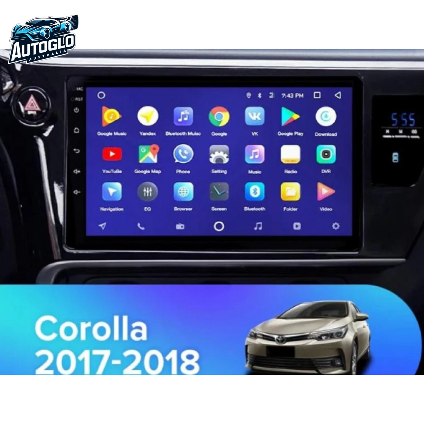 Autoglo Australia 10.1" (2GB+32GB) Carplay Android BT GPS NAVI Stereo for TOYOTA COROLLA (2017+)