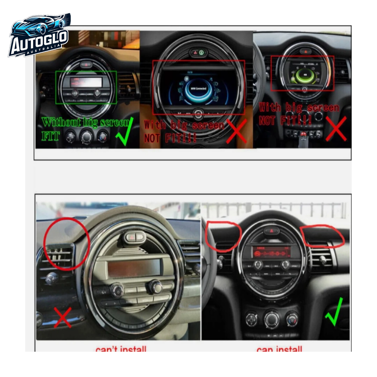 Autoglo Australia 9" (2G+32G) GPS BT WiFi CARPLAY ANDROID 13 Stereo For BMW MINI (2015-18)