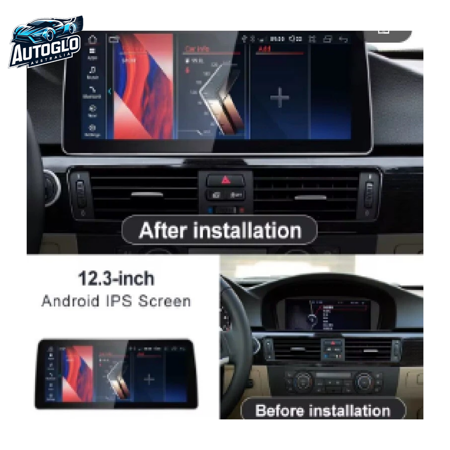 Autoglo Australia BMW 3 Series E90/91 5 Series E61/61 12.3" XL FHD Carplay Android Stereo BT CCC