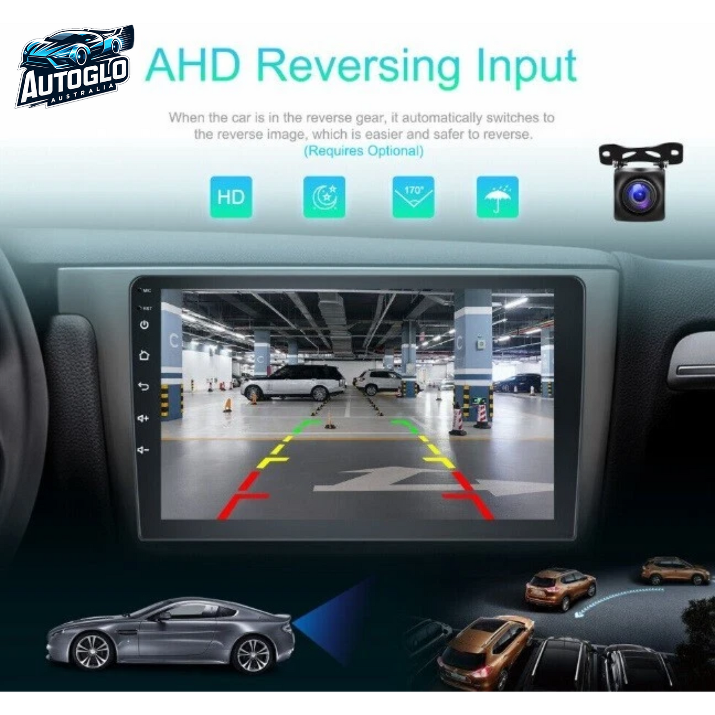 Autoglo Australia 9" Android Carplay GPS BT Stereo for Hyundai i30 Auto AC (2+32G)+Mic + Rev. C.HD