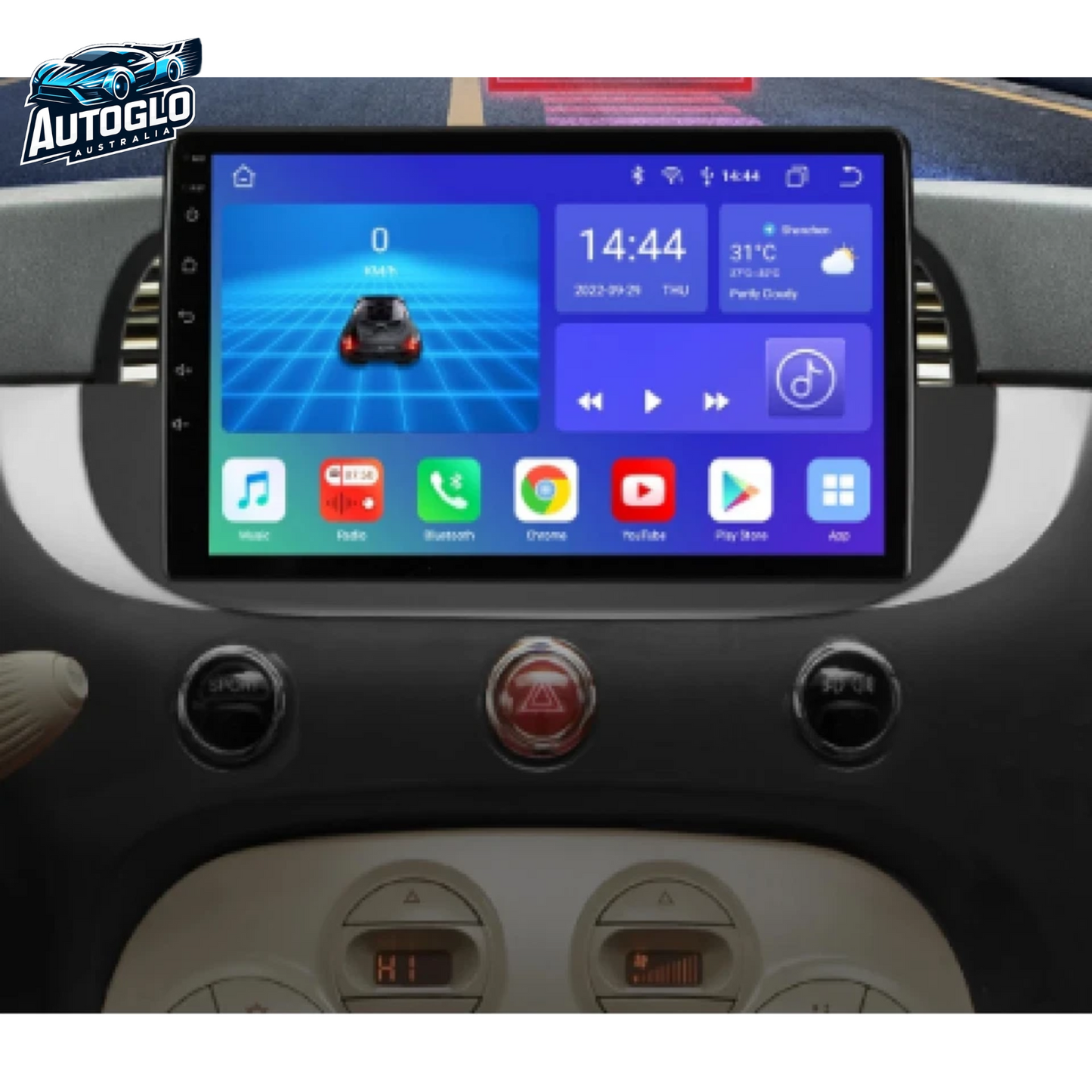 Autoglo Australia 10.1" Android Carplay GPS BT WiFi Stereo for FIAT 500 ABARTH (2GB+32GB) 2007-15