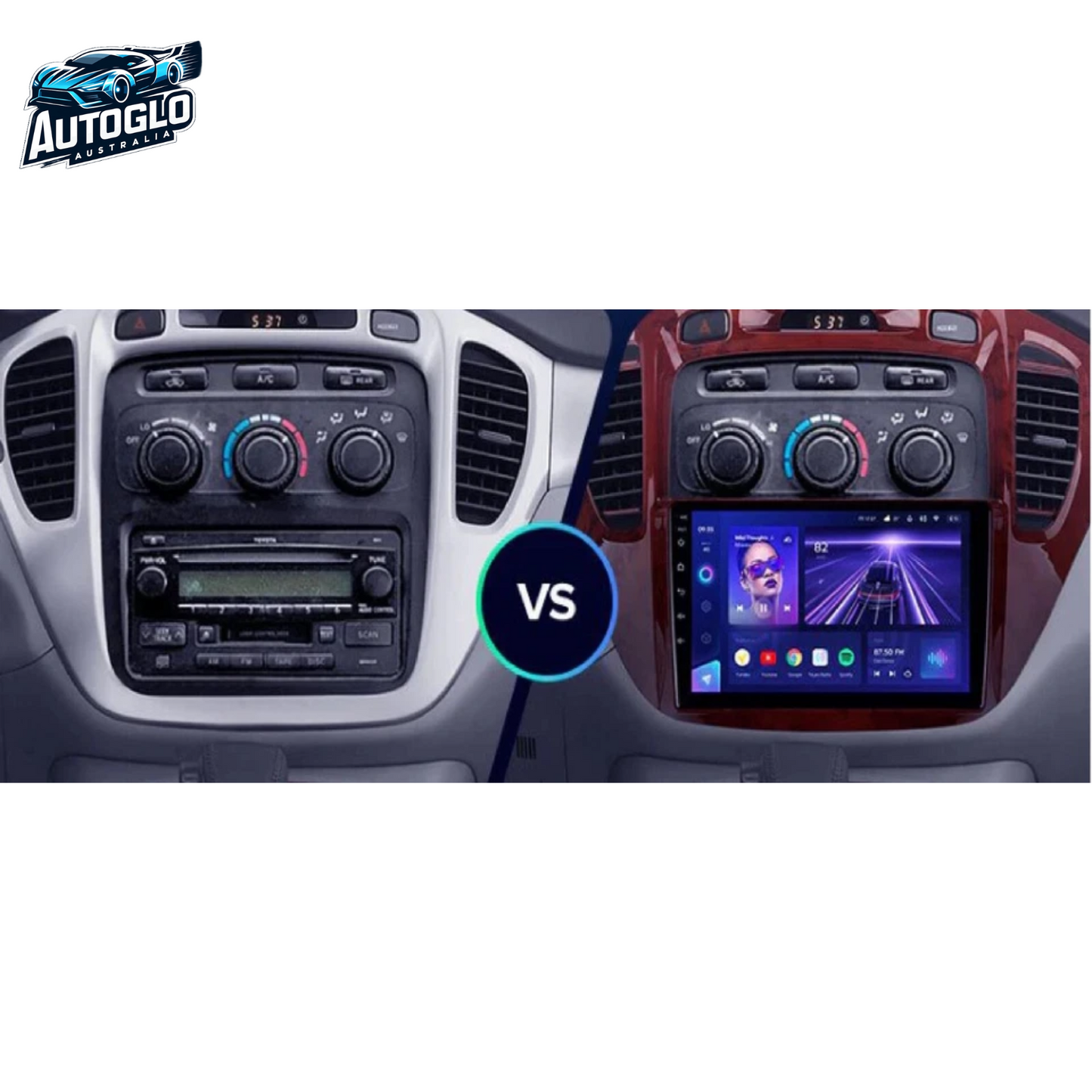Autoglo Australia 9" (2+32GB) Android 13 Carplay BT GPS Stereo for TOYOTA KLUGER (2000-07)