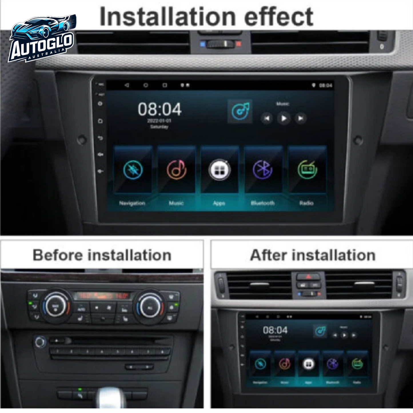 Autoglo Australia 9" (2G+32G)GPS BT WiFi CARPLAY ANDROID Stereo For BMW 3 Series E90 E91 E92 E93
