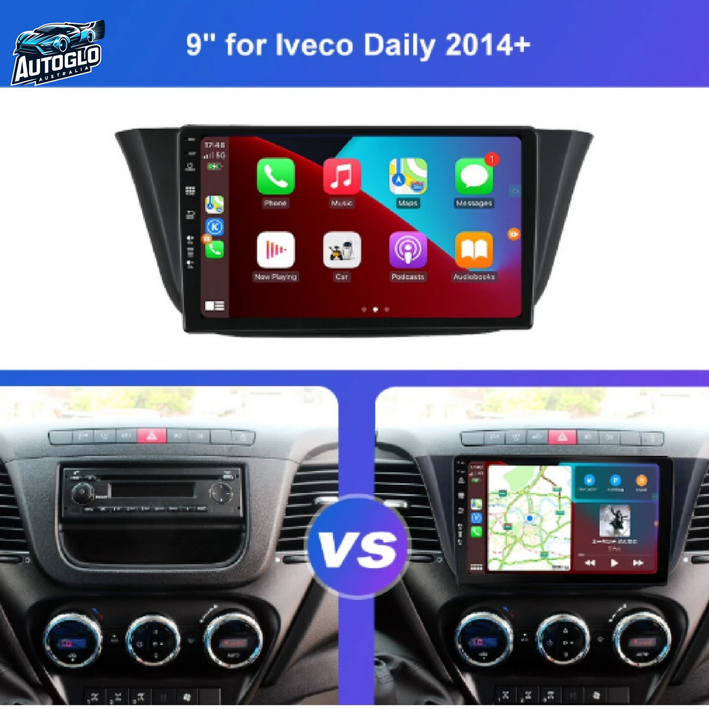 Autoglo Australia 9" (2GB+32G) Android Carplay BT GPS Stereo for IVECO DAILY (2014-21)
