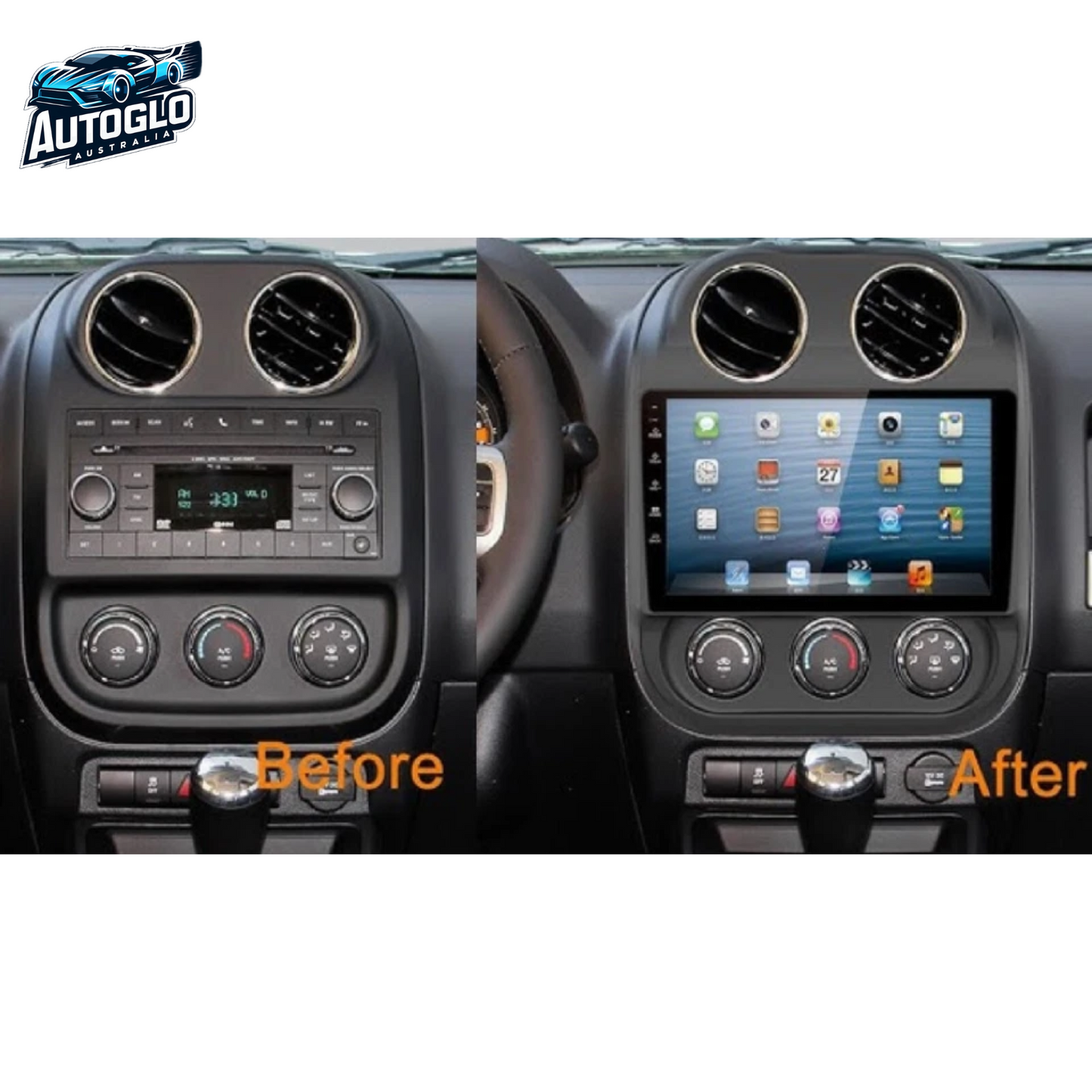Autoglo Australia 10.1" Android Carplay Stereo for JEEP COMPASS PATRIOT 2010-16 (2GB+32GB)