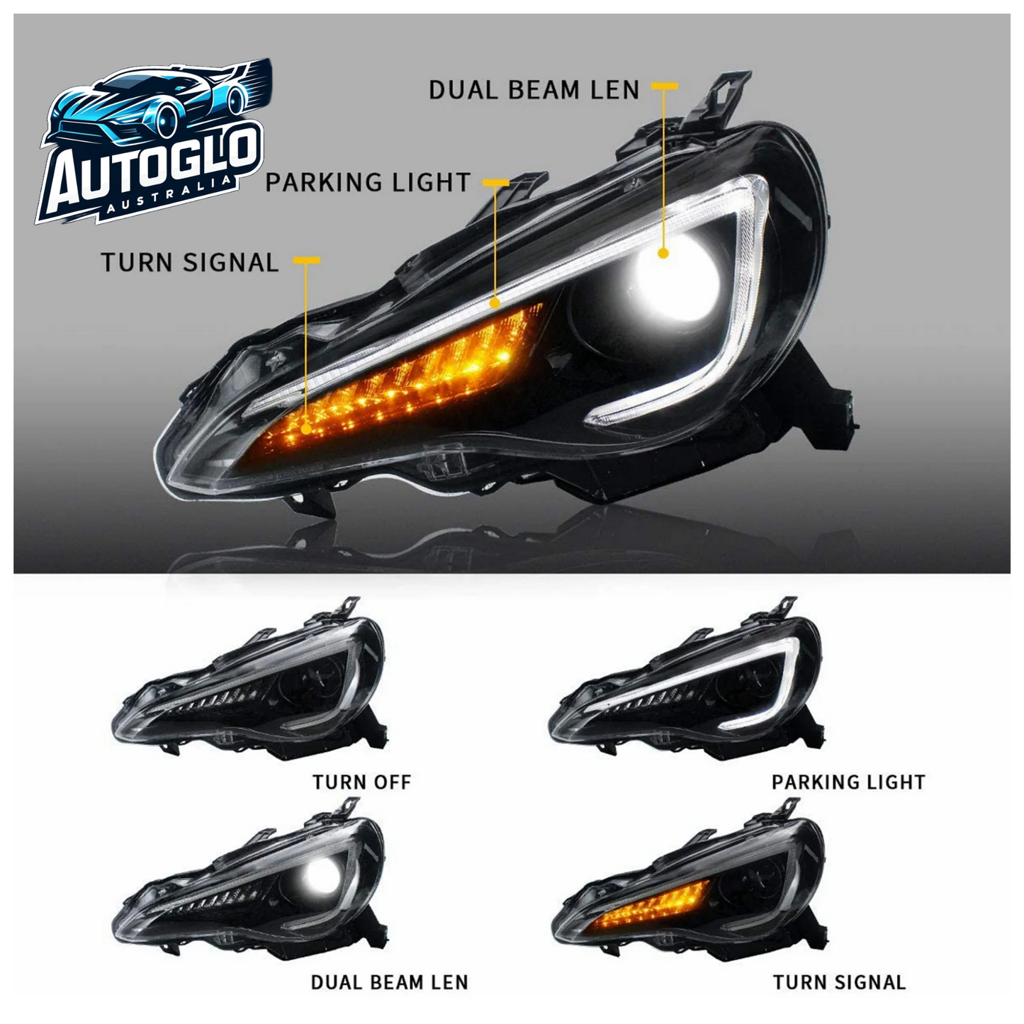 VLAND Set of Dual Beam Projector Headlights and Full LED Tail Lights for Toyota 86 and Subaru BRZ