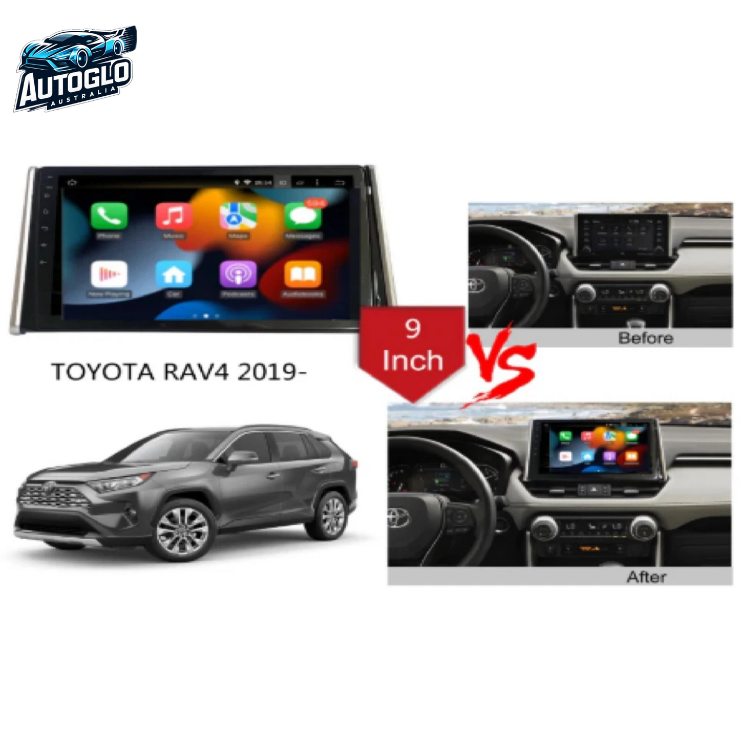 Autoglo Australia 10.1" Android 13 Carplay BT GPS Stereo for Toyota RAV4 2GB+32GB (2018-2020)