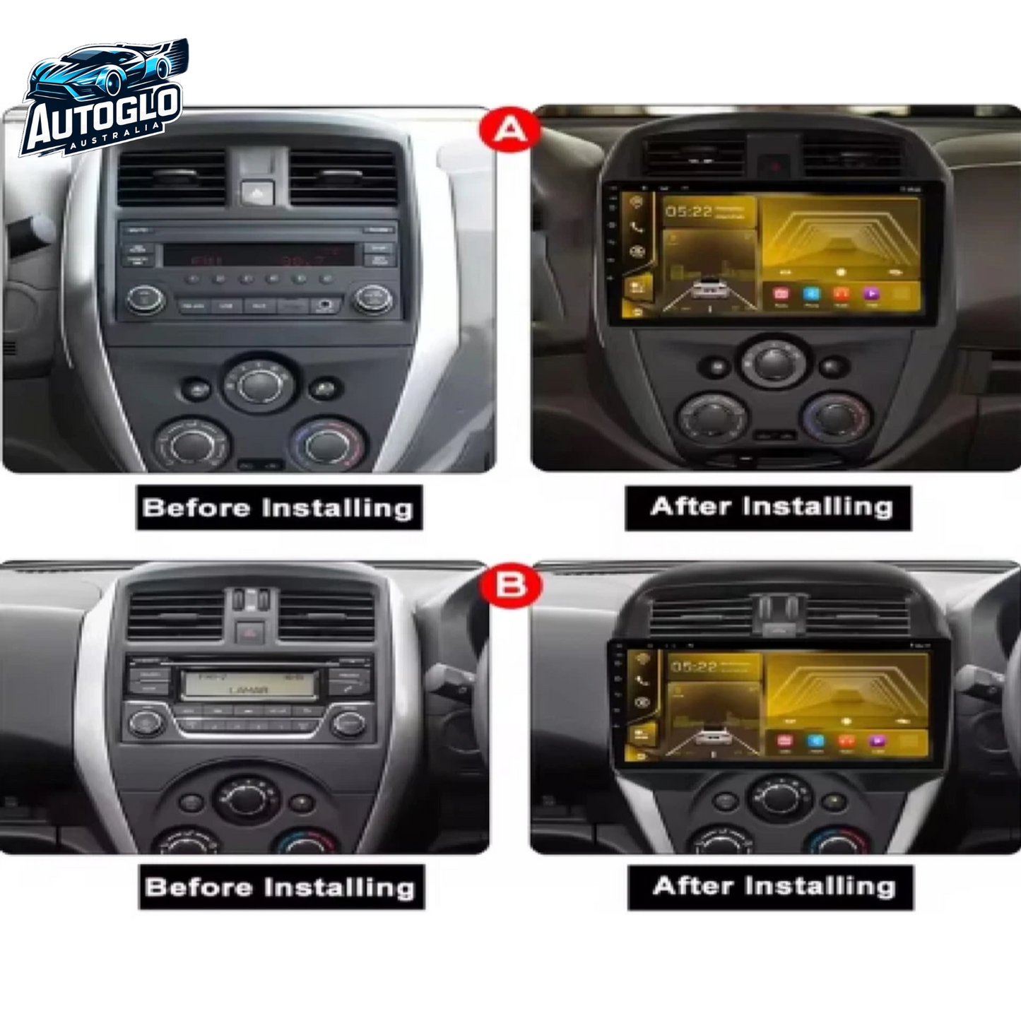 Autoglo Australia 9" (2G+32G) GPS WiFi CARPLAY ANDROID 13 Stereo For NISSAN MICRA K13 (2015-16)