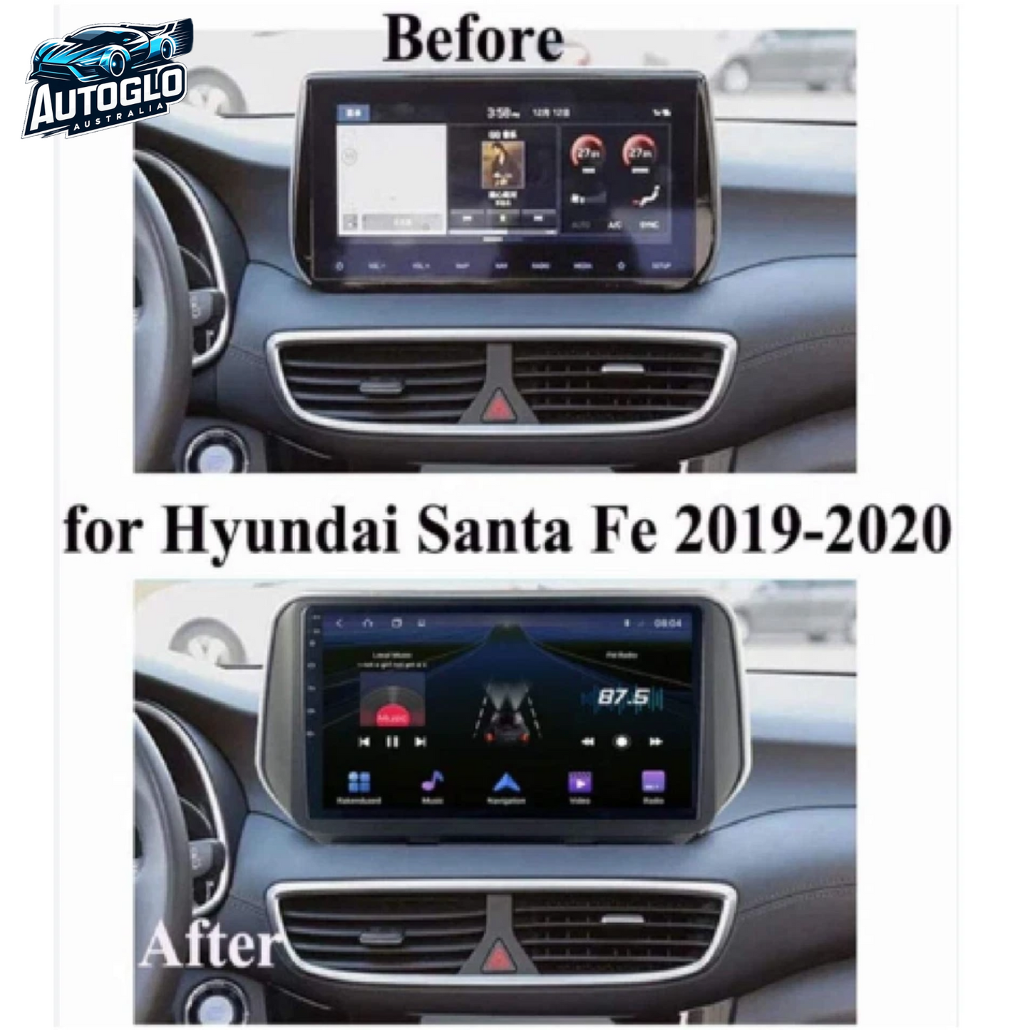 Autoglo Australia 10" CARPLAY ANDROID 2G+32G GPS BT WiFi Stereo For HYUNDAI SANTA Fe (2018-20)