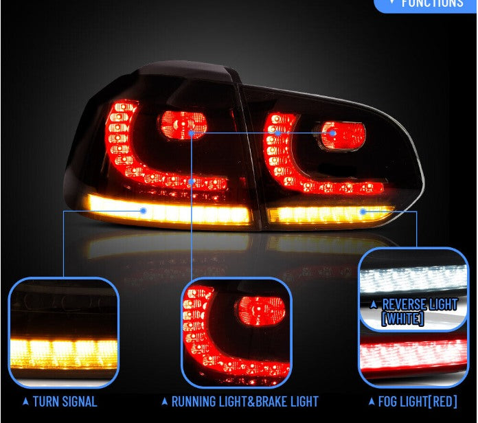 VLAND Smoked LED Tail Light For 2008-2014 Volkswagen Golf 6 MK6 GTI R Rear Lamps