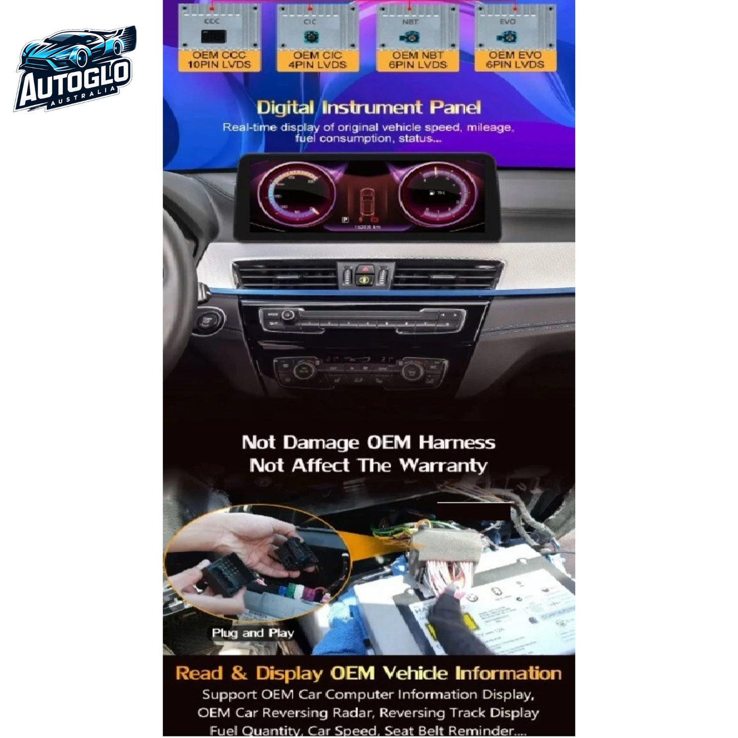 Autoglo Australia BMW E81 82 87 1 Series 12.3" XL FHD Carplay Android BT GPS 4G Auto Stereo