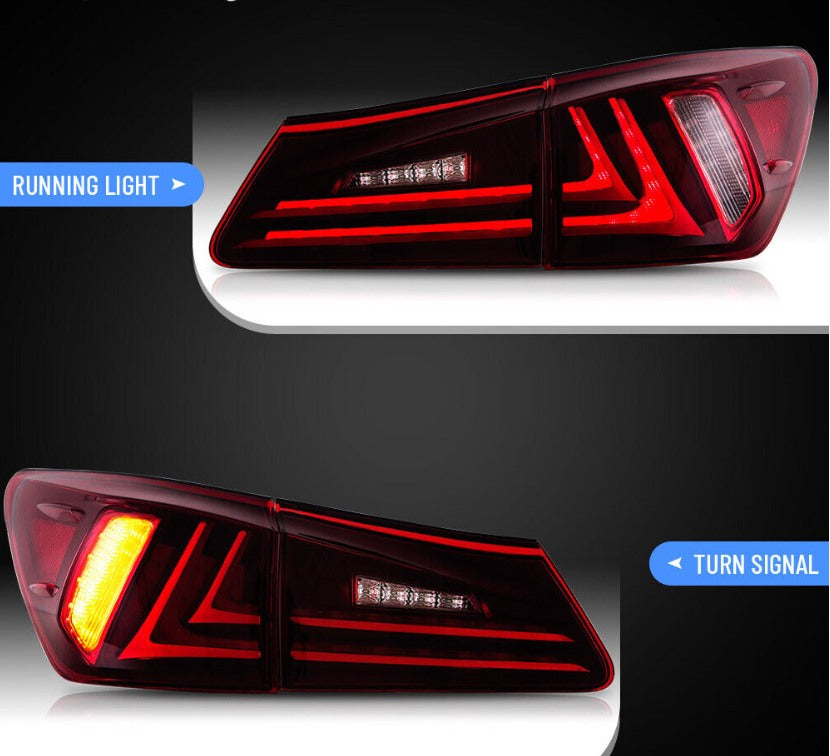LED Tail Lights Assembly Red Lens Rear Lamp For 2006-2013 Lexus IS250 IS350 ISF