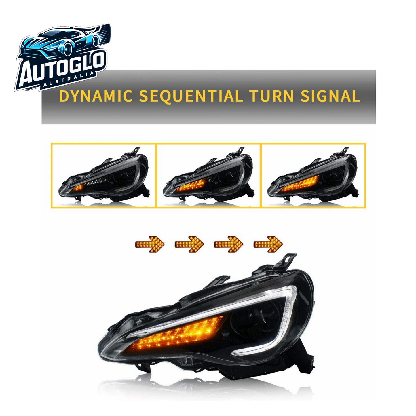 VLAND Set of Dual Beam Projector Headlights and Full LED Tail Lights for Toyota 86 and Subaru BRZ