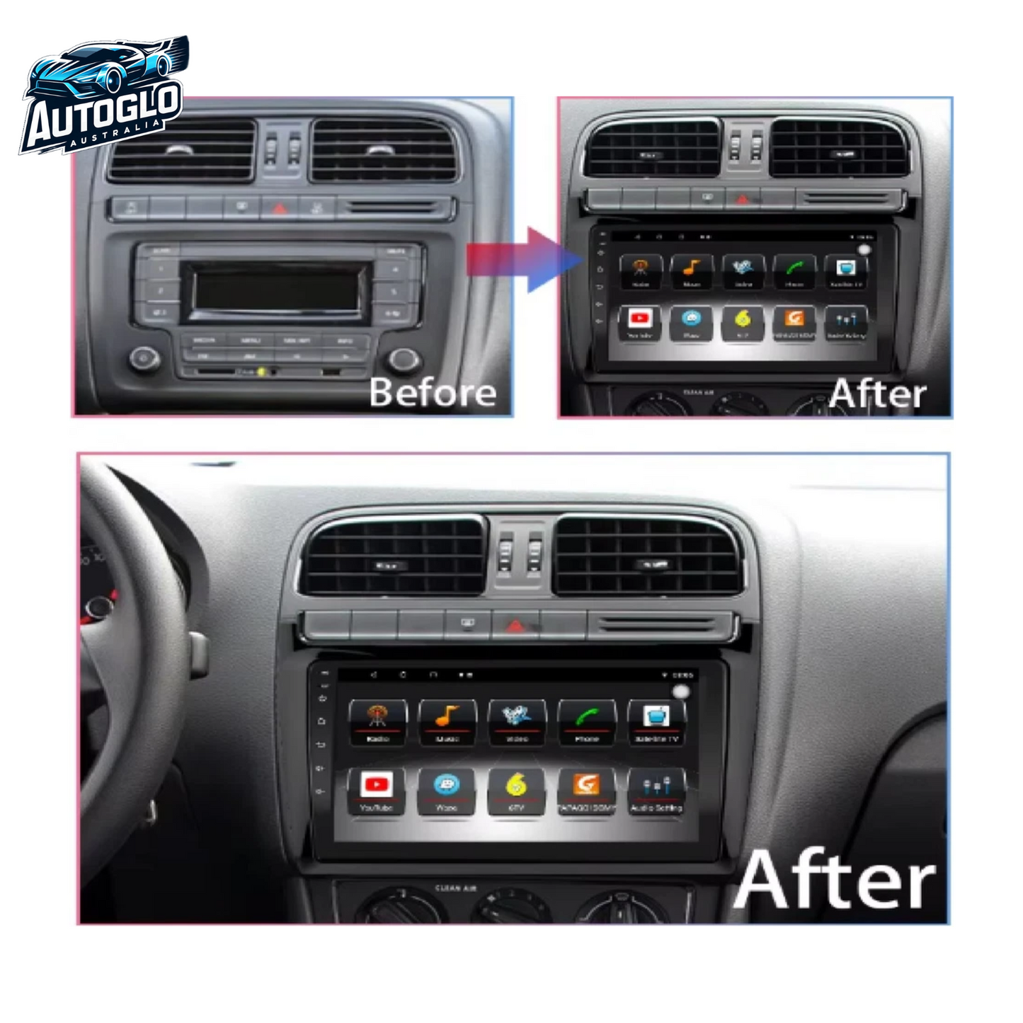 Autoglo Australia 9" (2G+32G) GPS BT WiFi CARPLAY Stereo For VW Volkswagen POLO (2012+)
