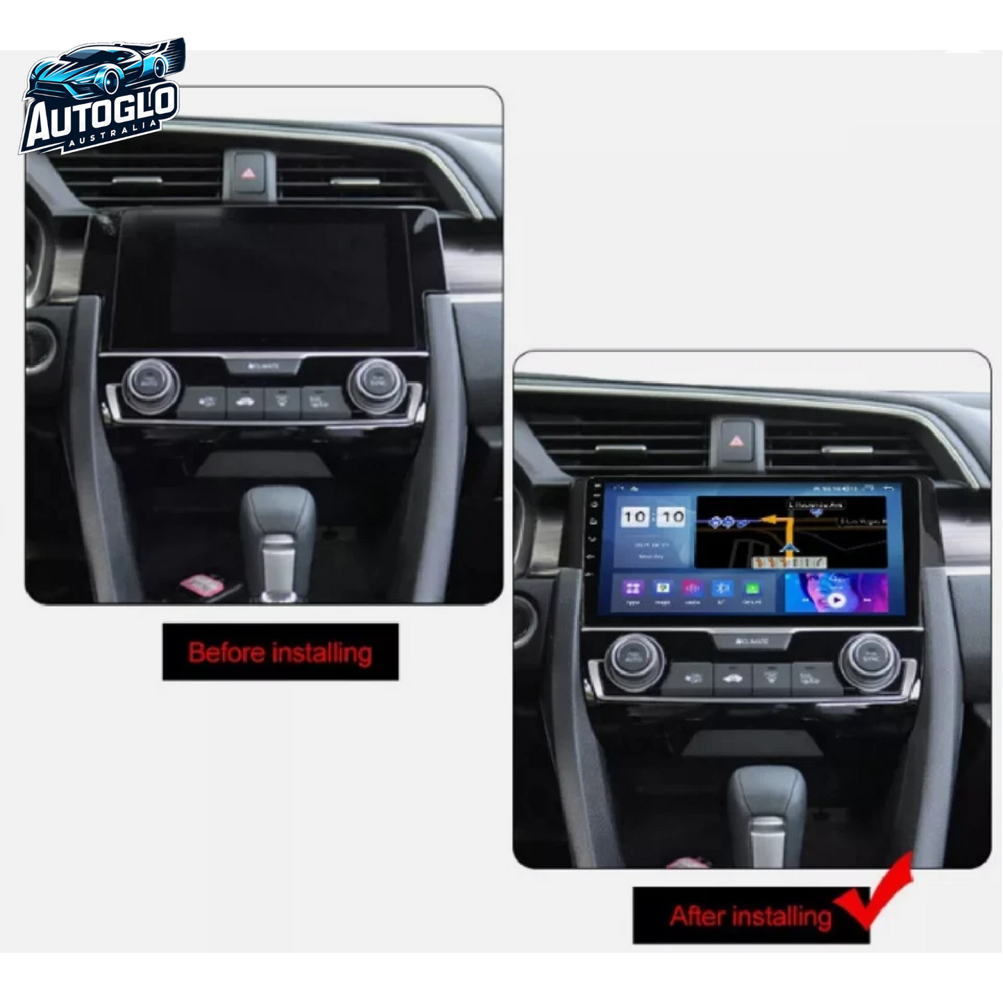 Autoglo Australia 9" (2G+32G) GPS BT WiFi CARPLAY ANDROID STEREO AUTO For HONDA CIVIC (2015-20)