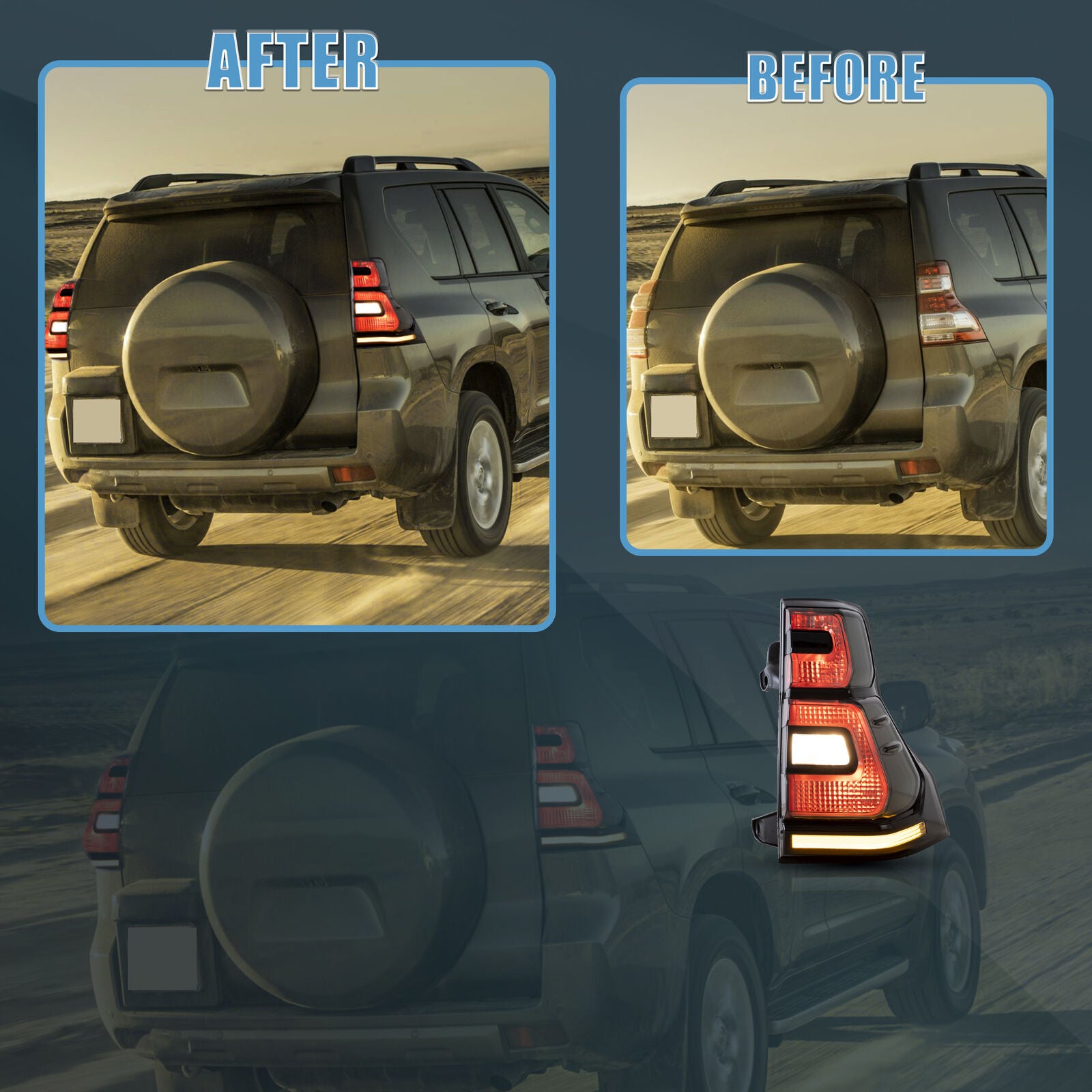 Comparison of Stock vs. Smoked Lens LED Tail Lights on Lexus GX 460