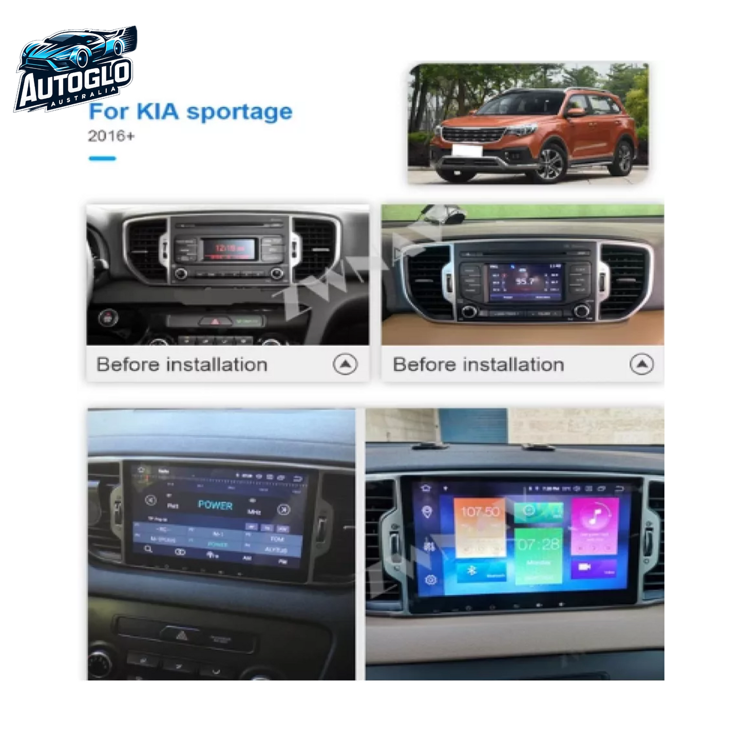 Autoglo Australia 9" (2G+32G) GPS BT WiFi Carplay Android 13 Stereo For KIA SPORTAGE F2 (2016-19)