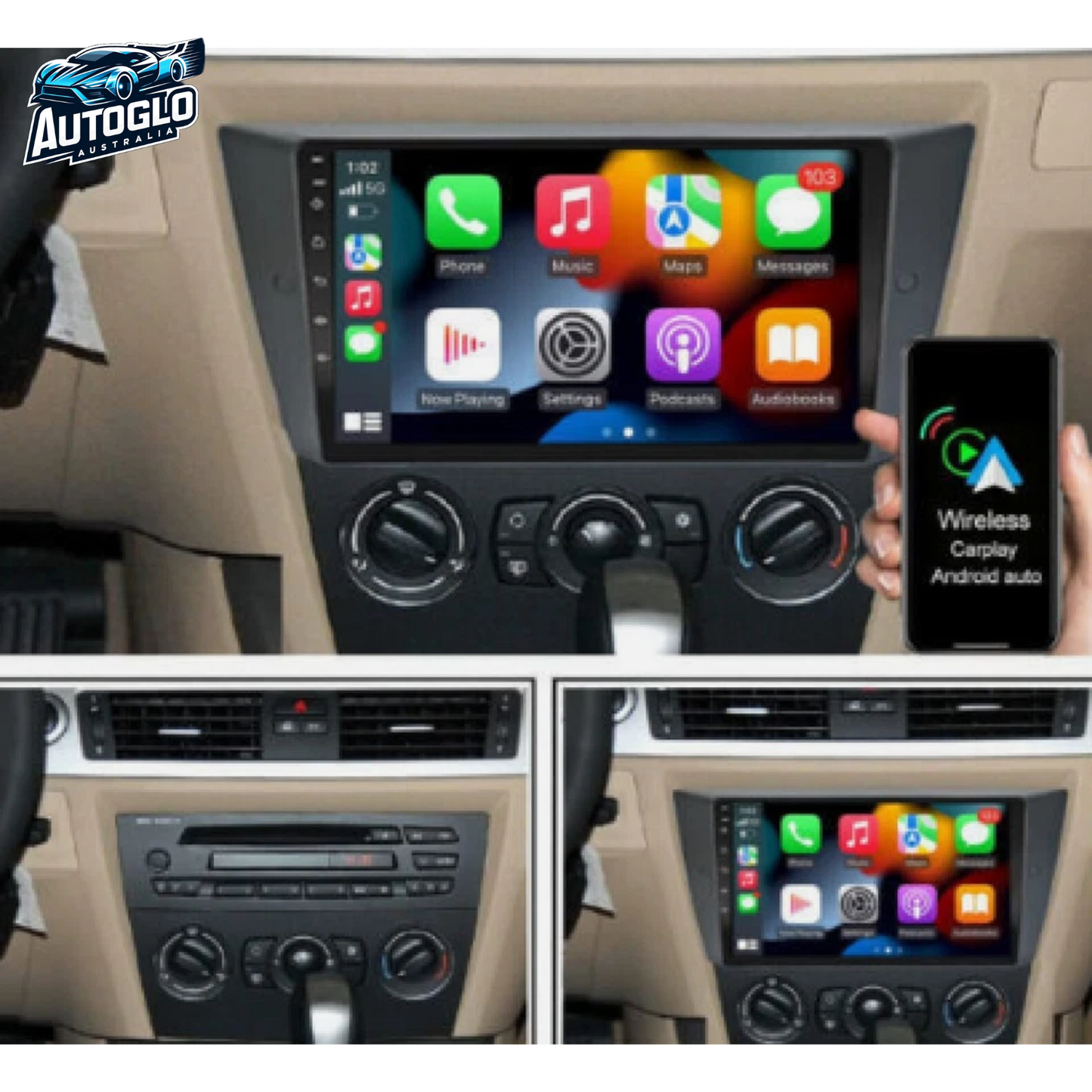 Autoglo Australia 9" (2G+32G)GPS BT WiFi CARPLAY ANDROID Stereo For BMW 3 Series E90 E91 E92 E93