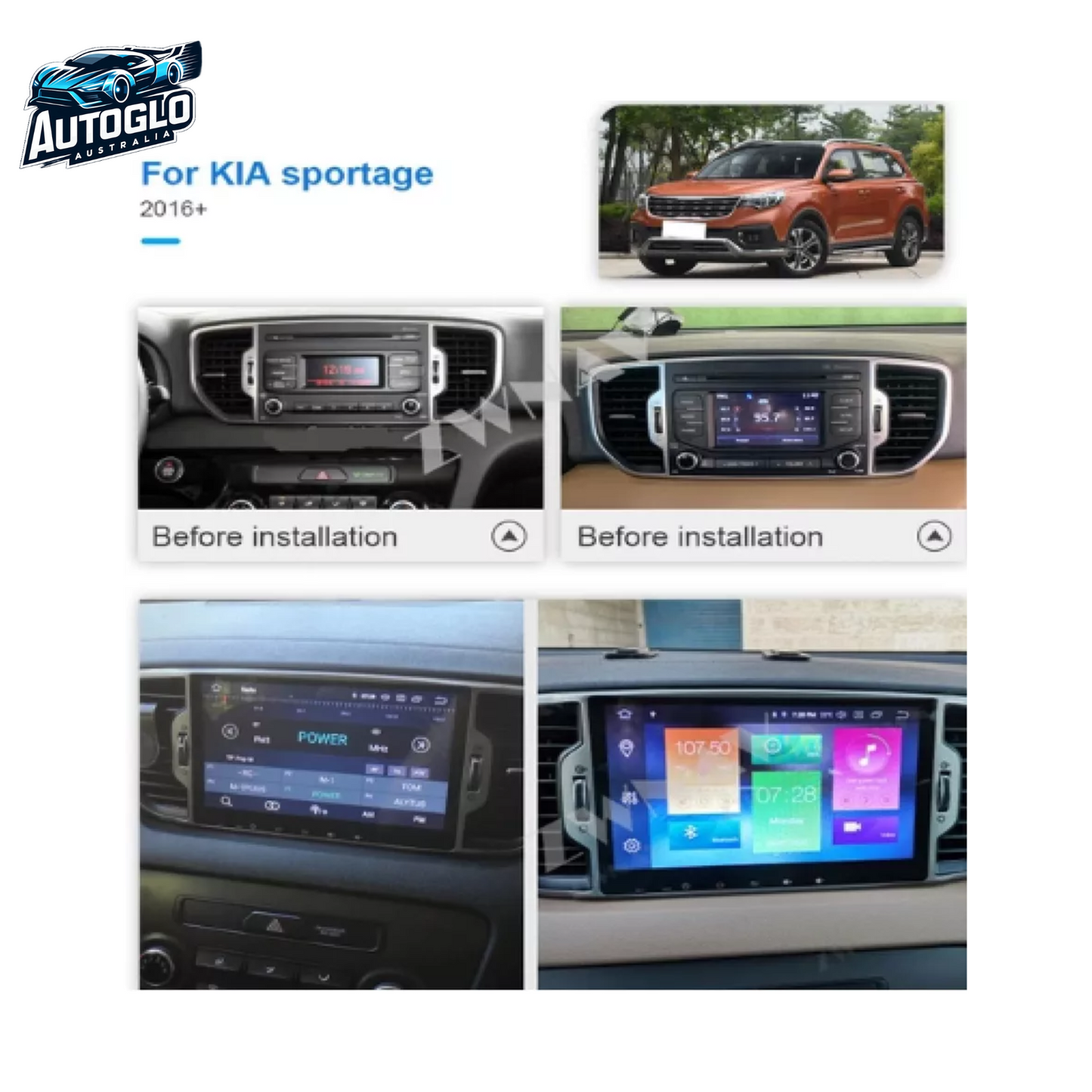 Autoglo Australia 9" (2G+32G) GPS BT WiFi Carplay Android 13 Stereo For KIA SPORTAGE F1 (2016-19)