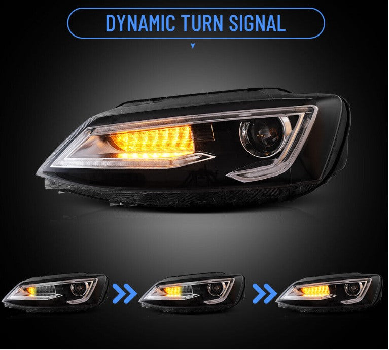 Vland 2Pcs LED Headlights For 2011-2014 Volkswagen VW Jetta MK6 Demon Eyes Lens