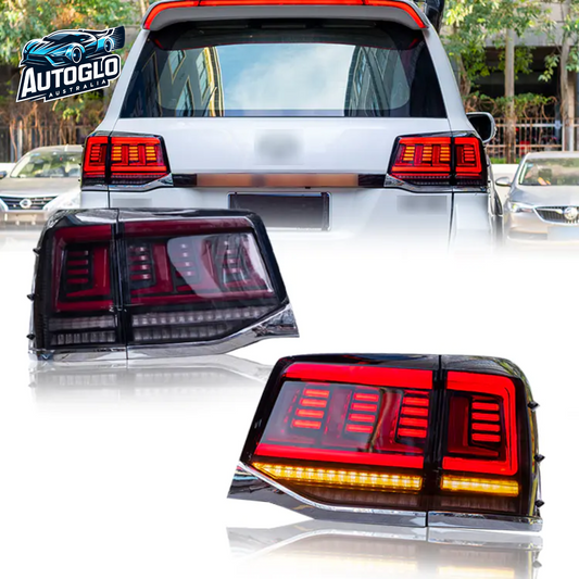 Autoglo Australia  Full LED Tail Lights For Toyota Land Cruiser 2010-2020 Black Clear Lens