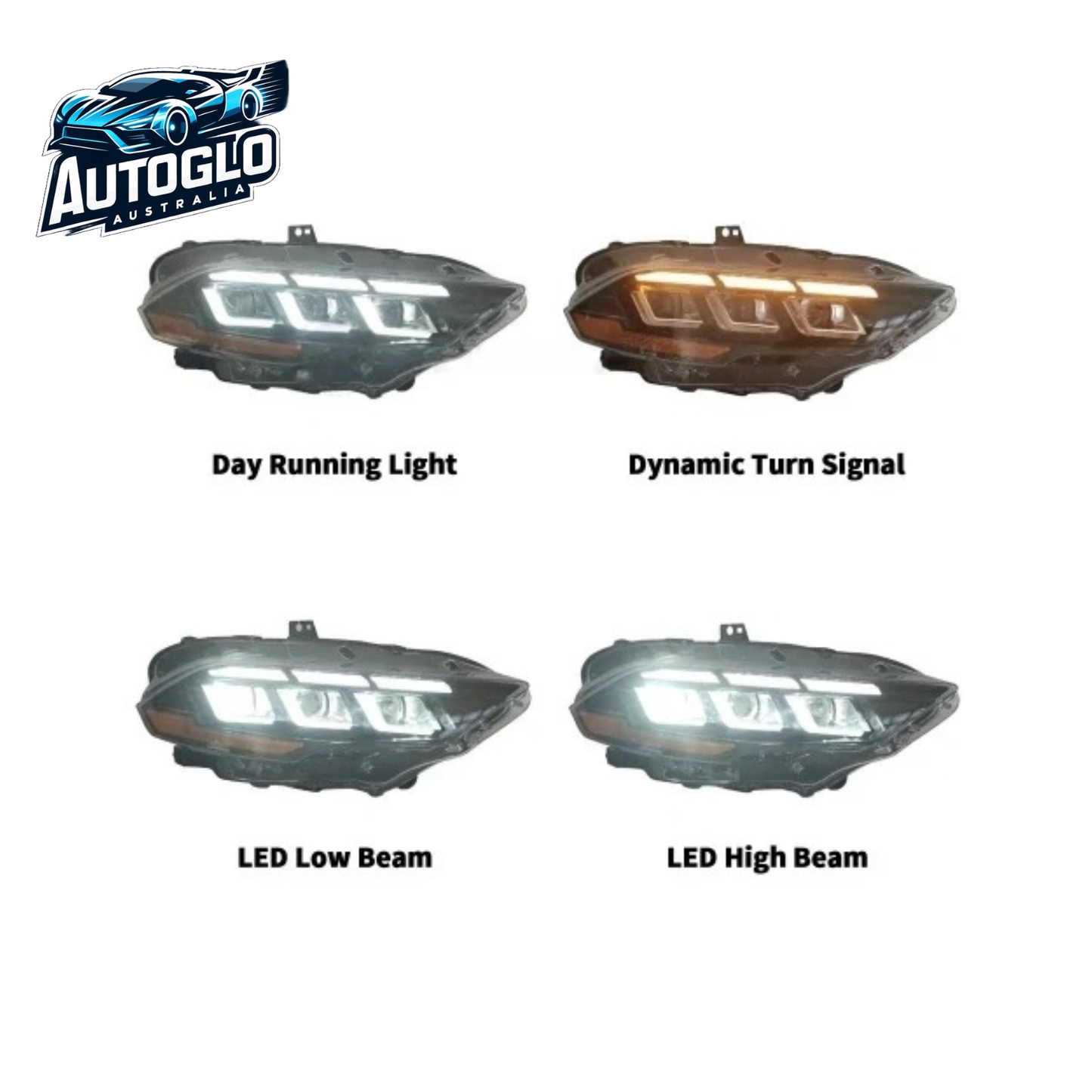 Autoglo Australia LED Headlights for 2018 - 2022 Ford Mustang with start-up Animation