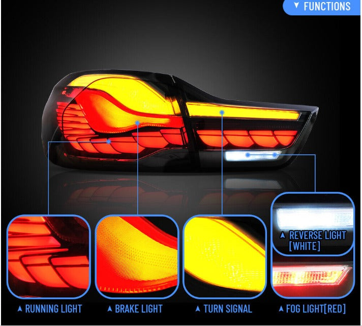 VLAND LED Tail Lights for BMW M4 F82, F83, F32, F36 (2013-2020), sleek design with red lens