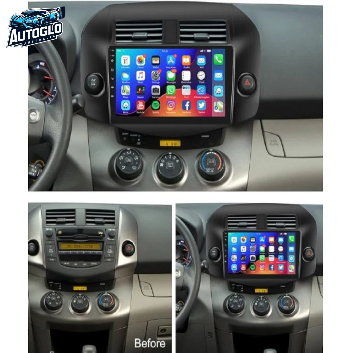 Autoglo Australia 9" (2G+32G) GPS BT WiFi CARPLAY ANDROID Stereo For TOYOTA RAV4 (2007+)