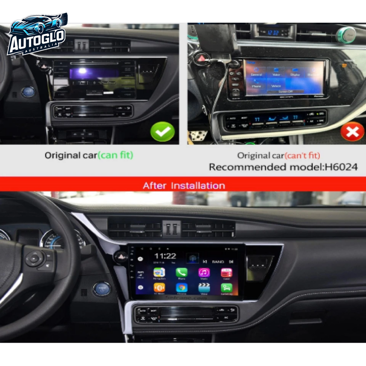 Autoglo Australia 10.1" (2GB+32GB) Carplay Android BT GPS NAVI Stereo for TOYOTA COROLLA (2017+)