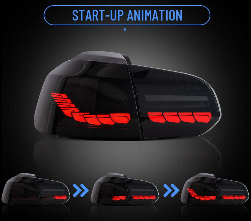 VLAND Smoked LED Tail Lights For 2008-2013 VW Volkswagen Golf6 MK6 W/Sequential