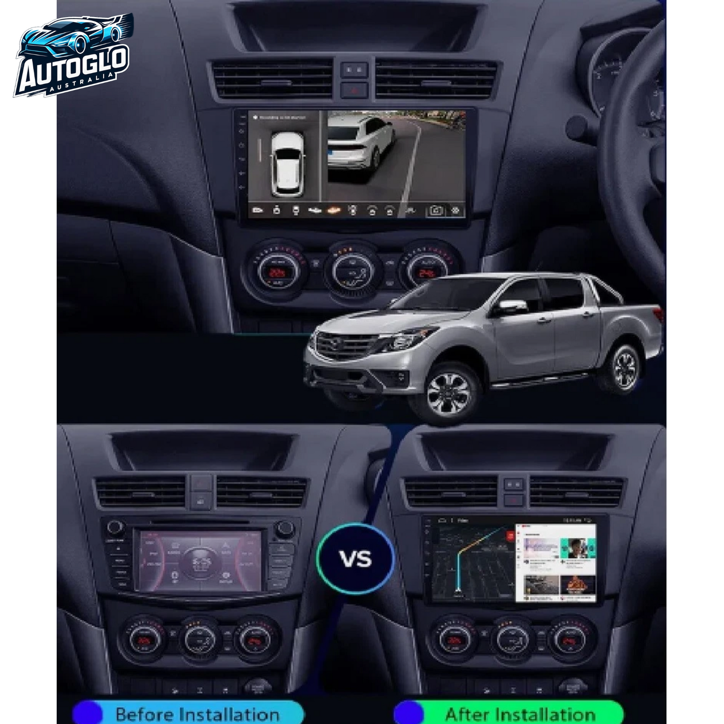 Autoglo Australia 9" (2G+32G) GPS BT WiFi CARPLAY ANDROID Stereo For MAZDA BT50 (2011-20) Gifts