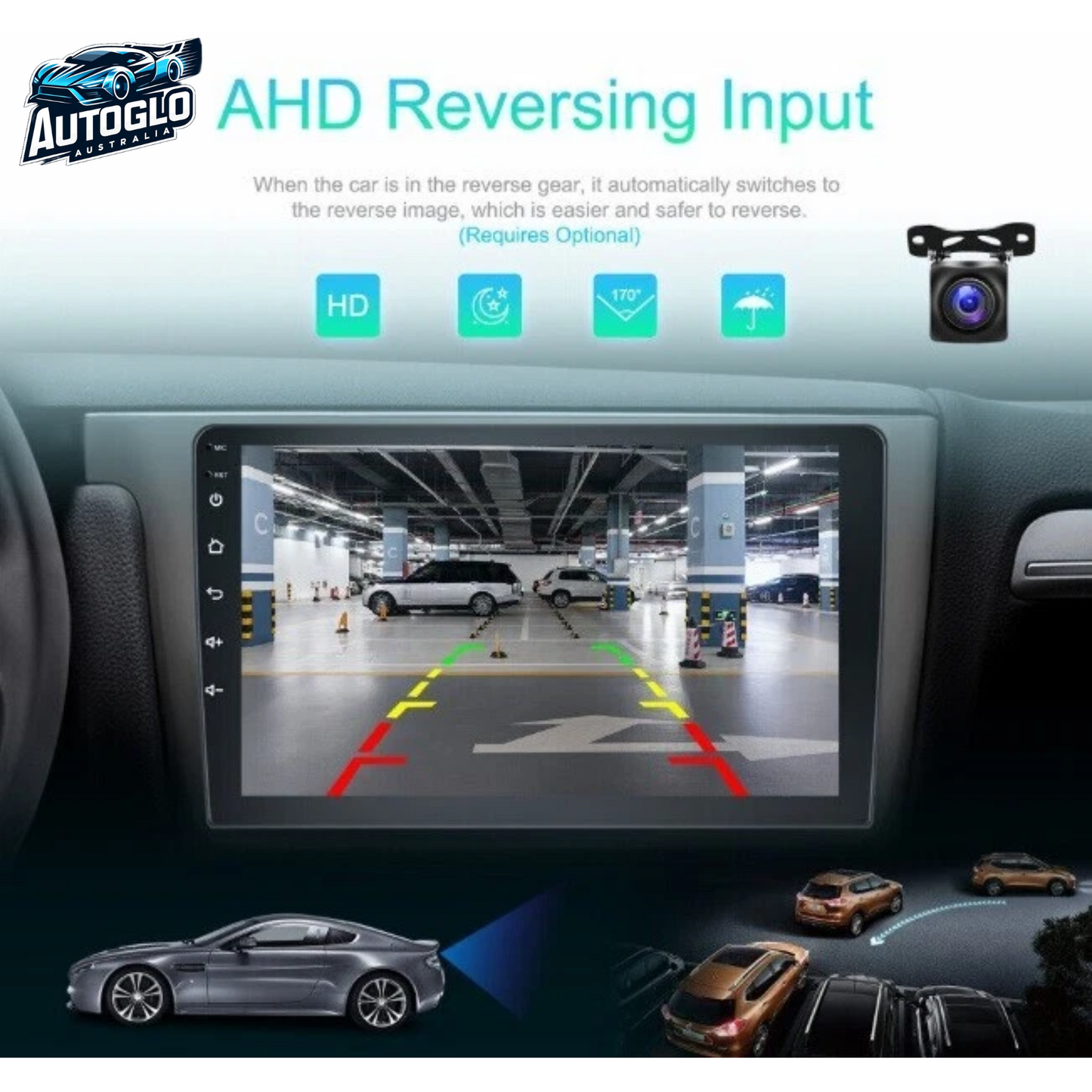 Autoglo Australia 9" Double DIN CarPlay Android Stereo GPS BT WiFi 2G+32G + Camera Mic - GIFTs
