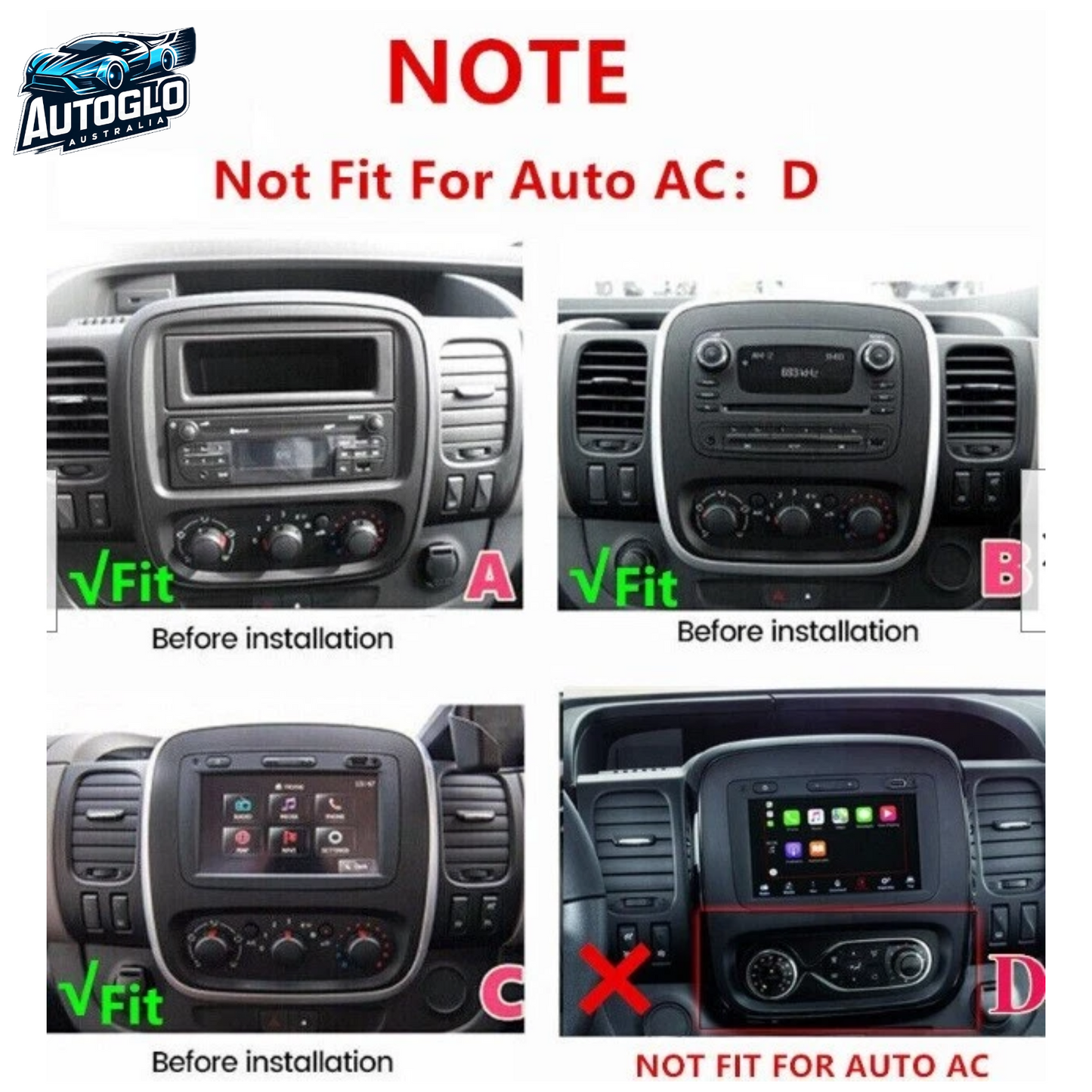 Autoglo Australia 9" (2GB+32G) Android Carplay BT GPS Stereo for RENAULT TRAFFIC (2015-19)