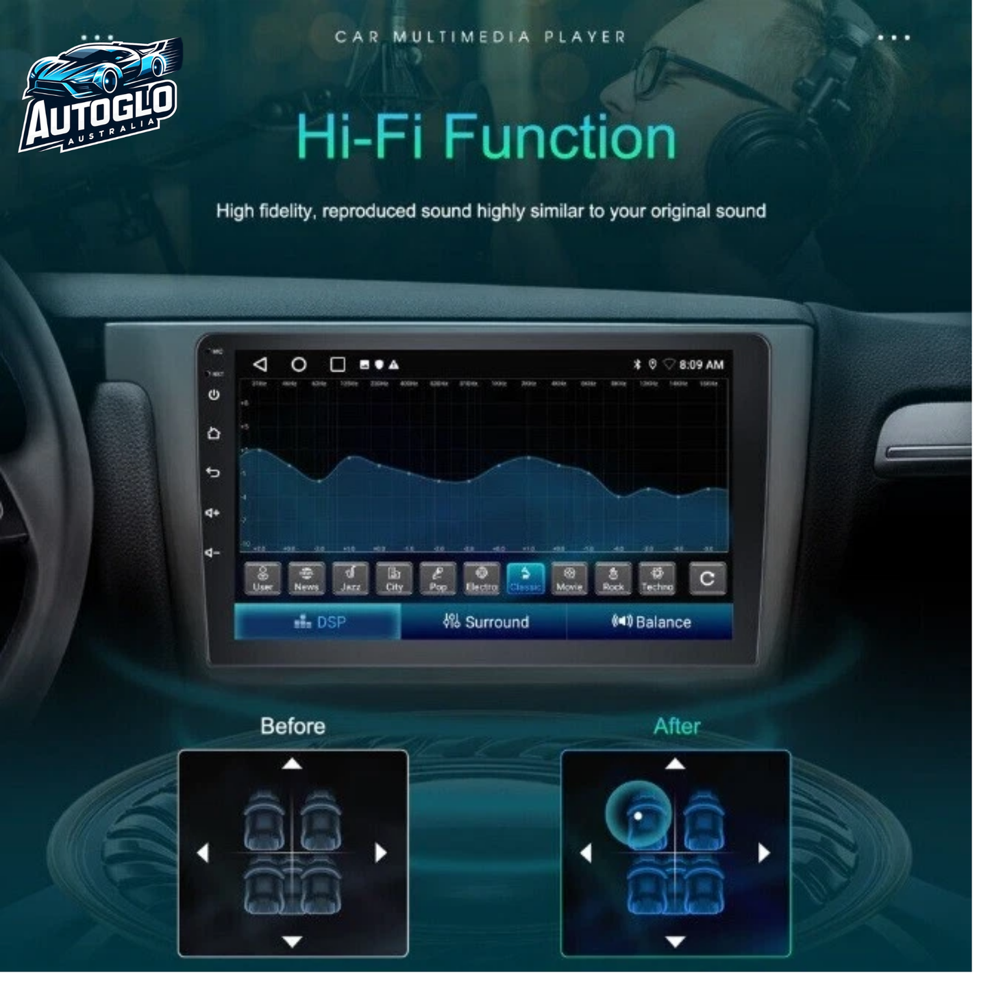 Autoglo Australia 9" (2GB+32G) Android Carplay BT GPS Stereo for HYUNDAI SONATA 7 (2017-18)
