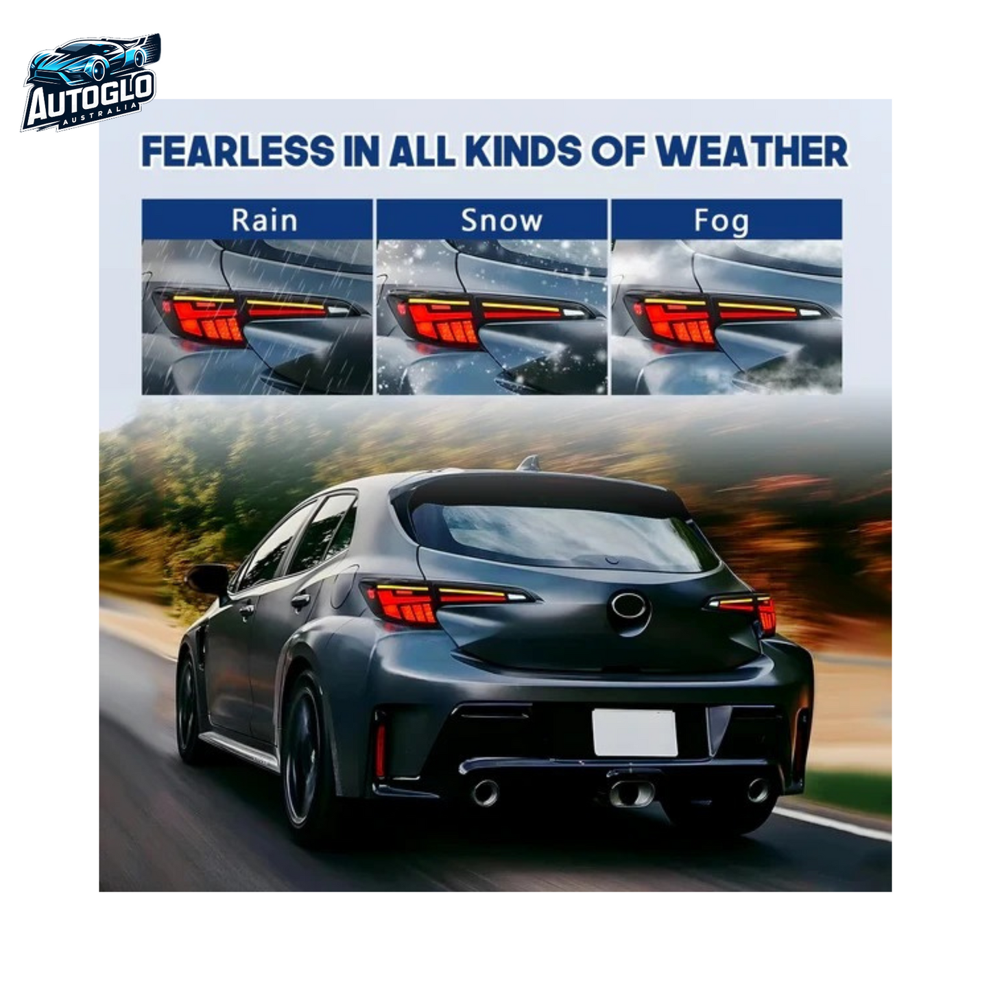 Autoglo Australia Led Tail Lights For Toyota Corolla Hatchback 2018-2023 DRL Start UP Animation