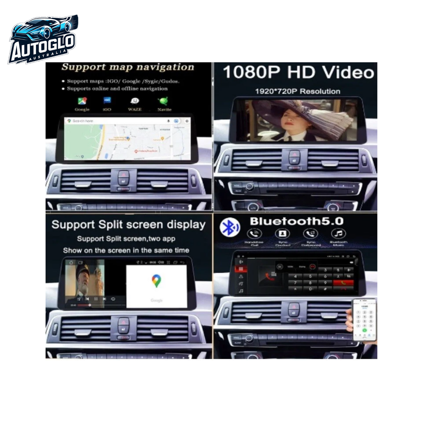 Autoglo Australia BMW E81 82 87 1 Series 12.3" XL FHD Carplay Android BT GPS 4G Auto Stereo