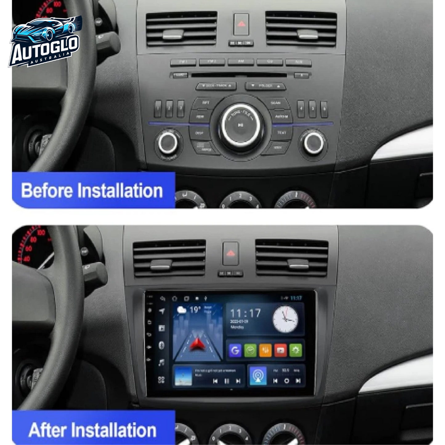 Autoglo Australia 9" (2G+32G) CARPLAY ANDROID GPS BT WiFi Stereo For MAZDA 3 (2009-15)